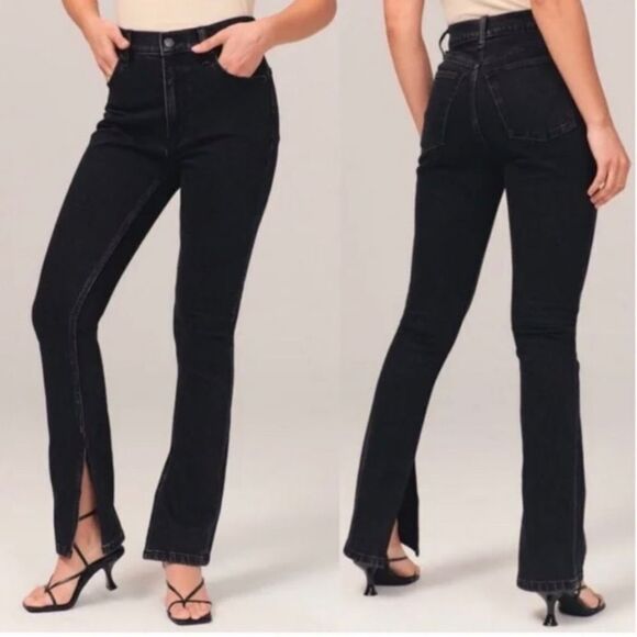 Abercrombie & Fitch High Rise Skinny Washed Black Jeans Curve Love 30 / 10 short - Picture 1 of 8